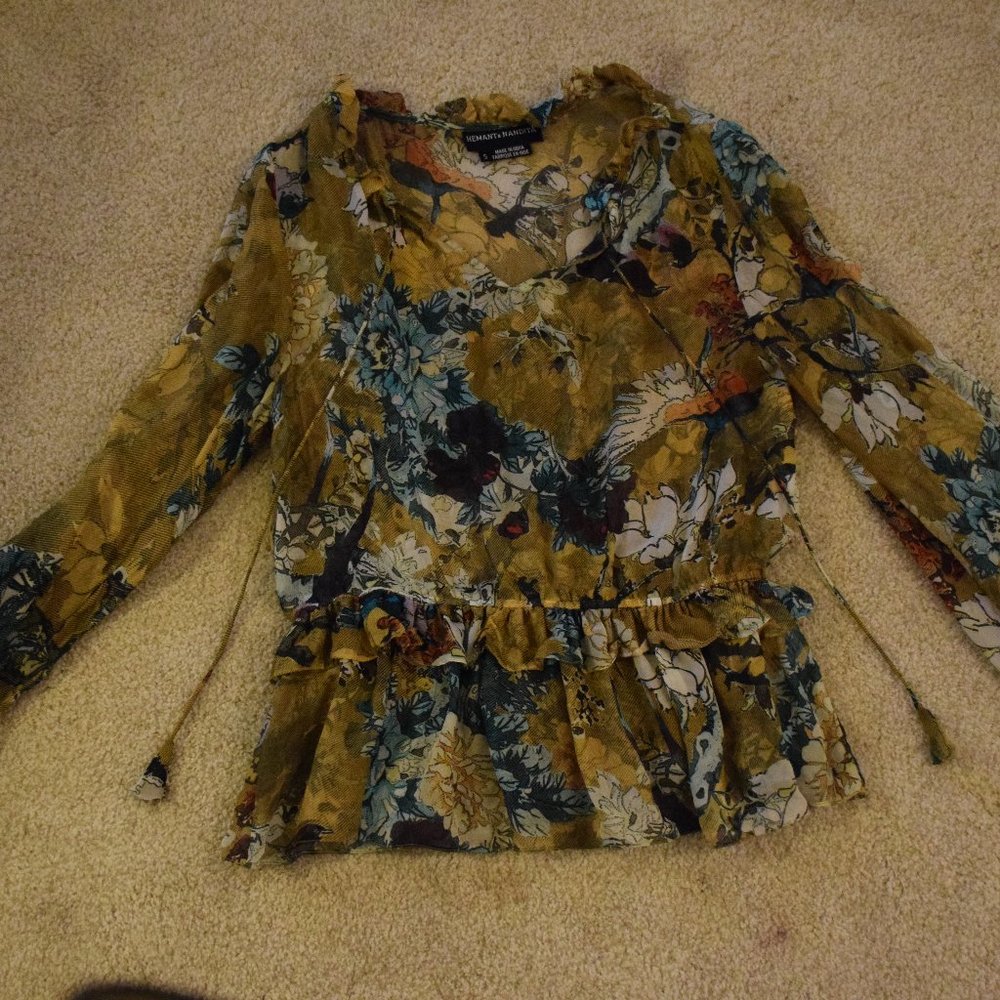 Green Flowered Blouse
